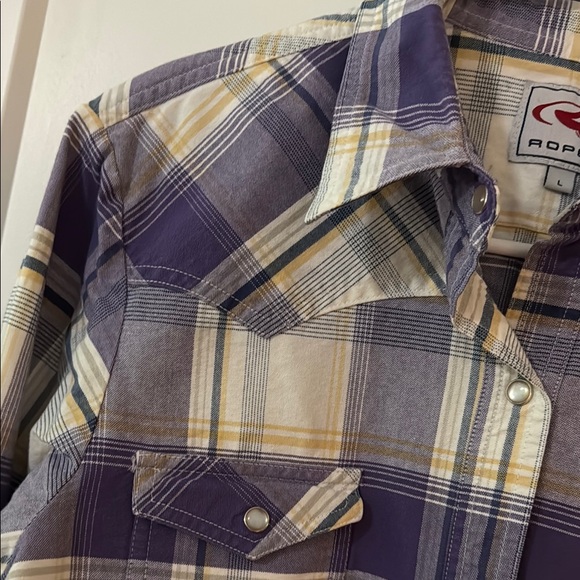 Roper Women's Western Snap Button Purple Plaid Shirt Size L - Picture 5 of 7